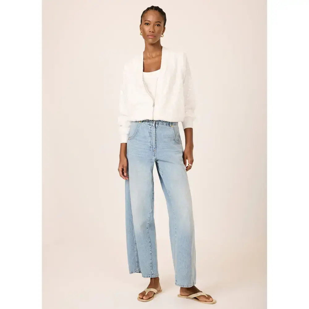 Mint Velvet White Sequin Bomber Jacket